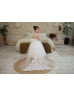 Ivory Lace Tulle Floral Flower Girl Dress With Detachable Train